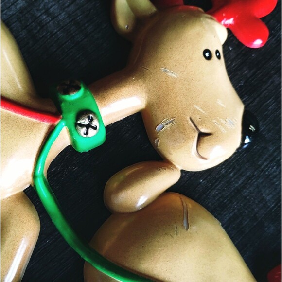 2 Vintage Christmas Santa Reindeer JCNY Plastic Planter tabletop Decorations - Picture 10 of 12